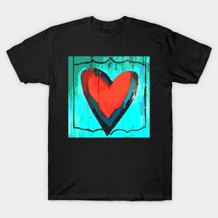 Artful Heart Turquoise & Red T-Shirt